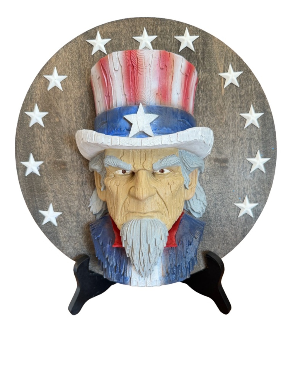 13” Uncle Sam Wood Replica Shelf Display with Stand | Patriotic Americana Decor